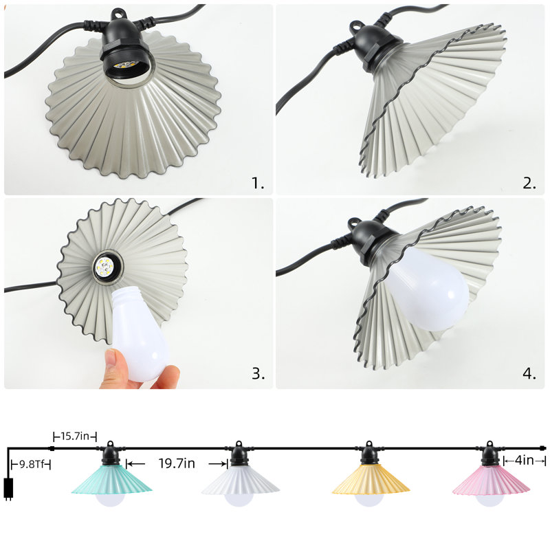 Raegen Outdoor 10 - Bulb 192'' Plug-in String Light, Multicolor