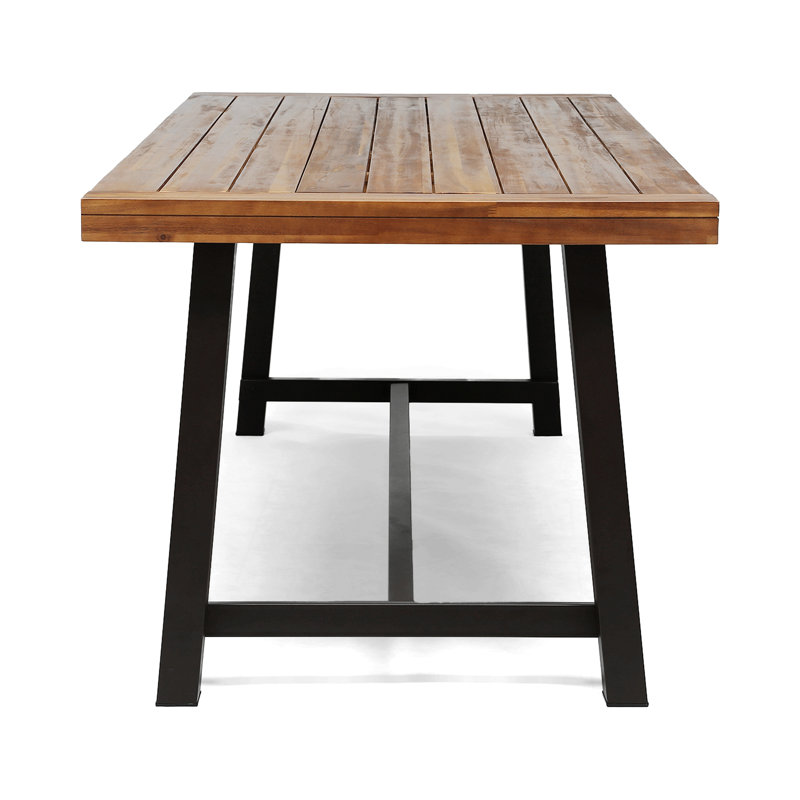 Table de salle à manger d'extérieur, Teck, Métal rustique
