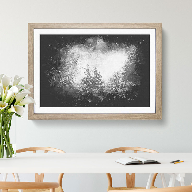 Winter Forest Vol.1 Paint Splash - Picture Frame Graphic Art, 36cm H x 48cm W x 2cm D, Oak