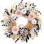 Couronne d'Halloween de 60 cm avec lumières pour la porte d'entrée | Couronne d'automne pliable et lumineuse avec citrouille blanche, crâne et roses roses, décorations d'intérieur pour l'Halloween, centre de table ou décoration de fête