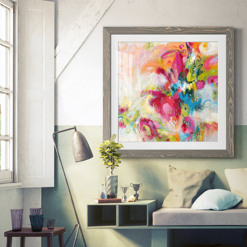 Let's Bounce - reproduction encadrée de qualité supérieure - prête à être accrochée, Papier avec cadre gris, Blanc