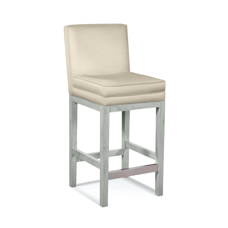 Upholstered Stool, Ivory Crypton Performance; 0886-91, Nickel Finish