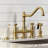 Kingston Brass Bel-Air Two-Handle 4-Hole Deck Mount Bridge Kitchen Faucet With Brass Side Sprayer-110550699