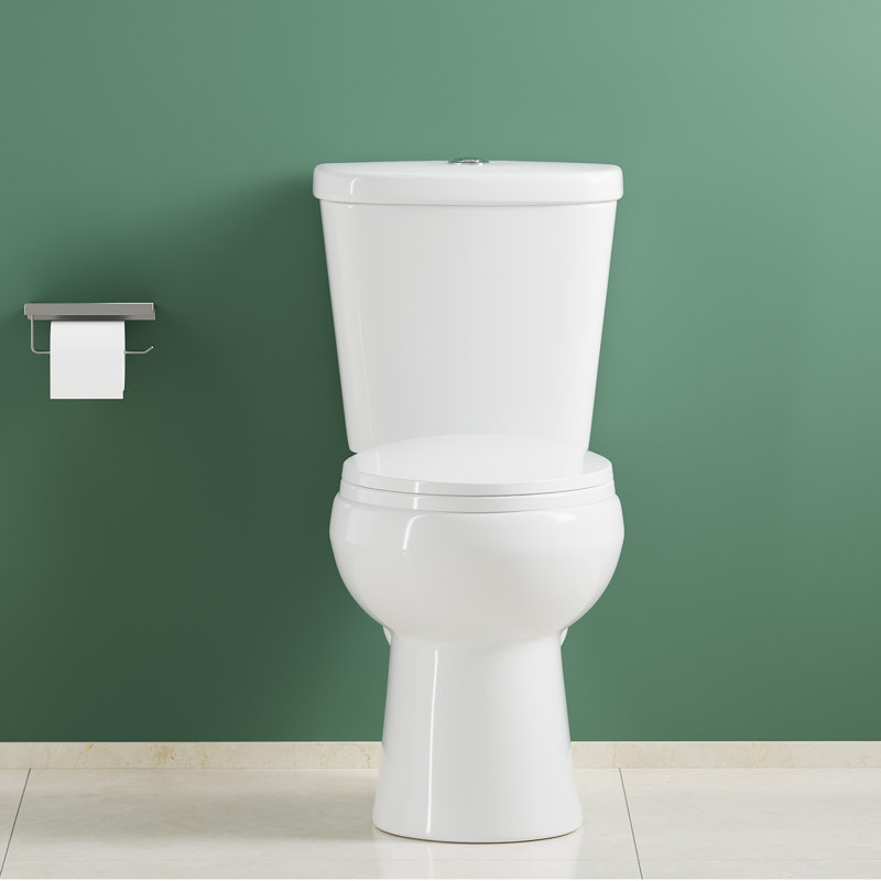 GarveeHome ADA Compliant Commercial Two-Piece Toilet – Elongated/Round Bowl, Global Height 17-19", 1.28 GPF Siphonic Rear Flush, Soft-Close Seat