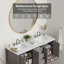 Élégant meuble-lavabo en bois massif avec rangement à fermeture en douceur-1184076728