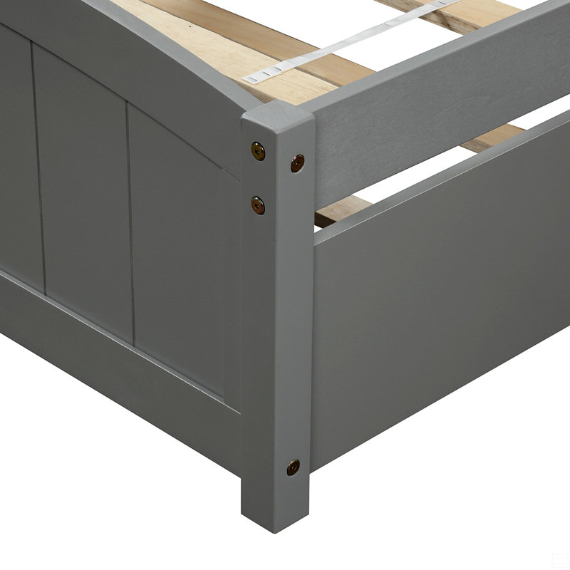 Lit plateforme simple avec lit gigogne, Gris