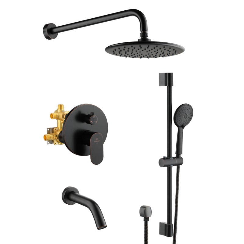 Système de douche complet Calliope Retro avec valve brute, Bronze frotté à l'huile