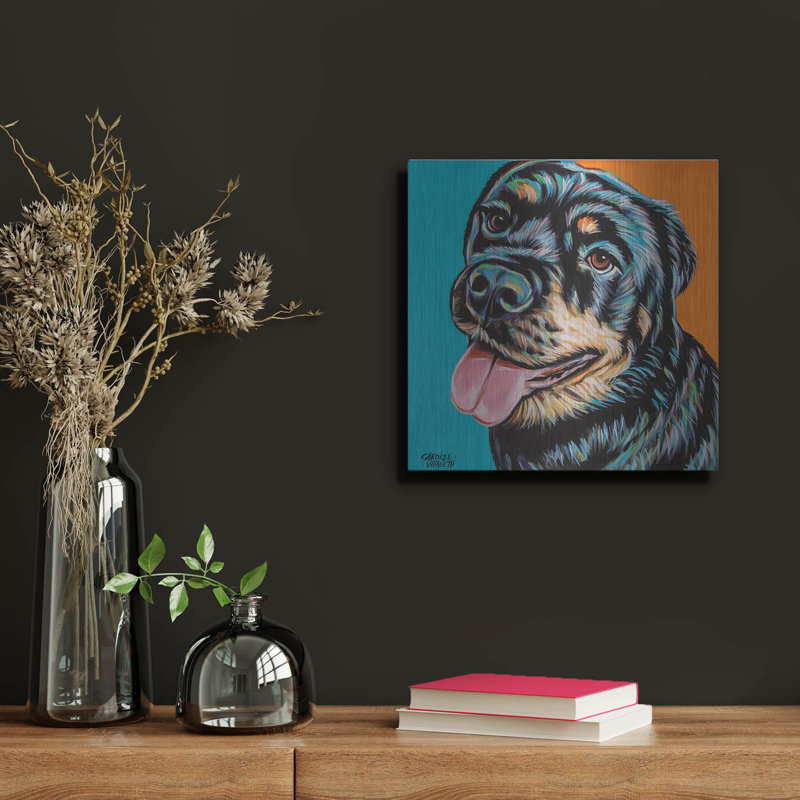 "Rottweiler" par Carolee Vitaletti, H 12 po x l 12 po