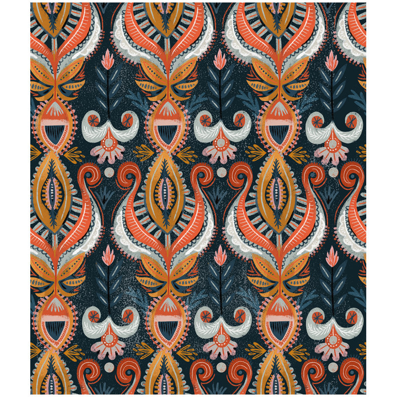 Boho Floral Stripe Wallpaer Peel and Stick Removable Wall Paper