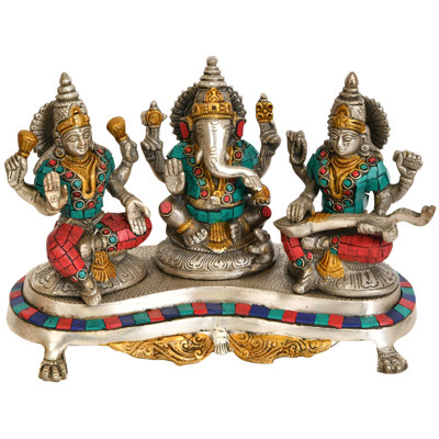 Trois divinités propices - Figurine Lakshmi Ganesha et Saraswati