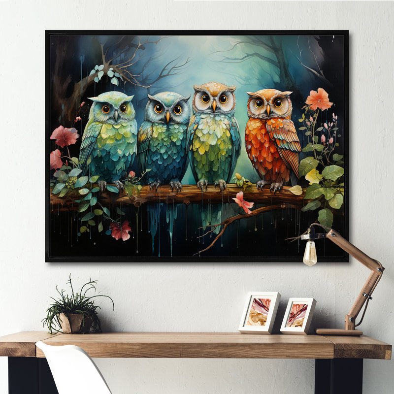 Native Art Guardians Of Forest, reproduction d'art sur toile, H 34 po x l 44 po x P 1,5 po, Cadre flottant noir