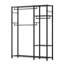 Portant à vêtements robuste en métal autoportant avec tablettes grillagées réglables, trois tiges de suspension et crochets latéraux, organisateur de rangement de vêtements d'une capacité de charge de 800 lb pour la chambre à coucher et le commerce de détail