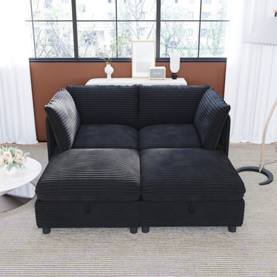 Modular Sectional Sofa, Convertible Sofa Seat With Storage, Sleeper Sectional Sofa Set, Fabric Flexible Modular Combinations for Living Room(4seats)