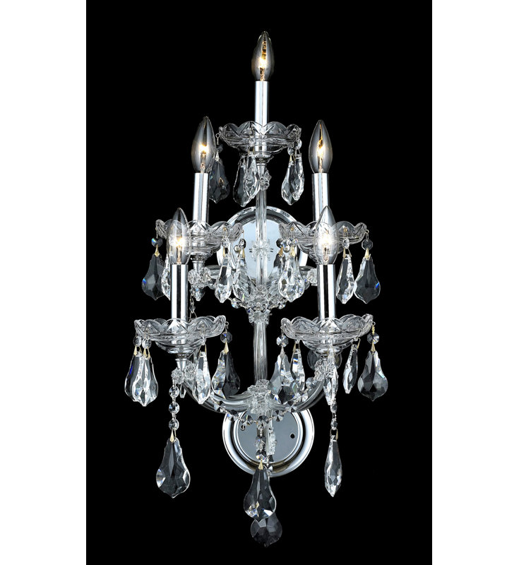 Stockard Wall Sconces, Chrome, Royal Cut, Crystal Clear