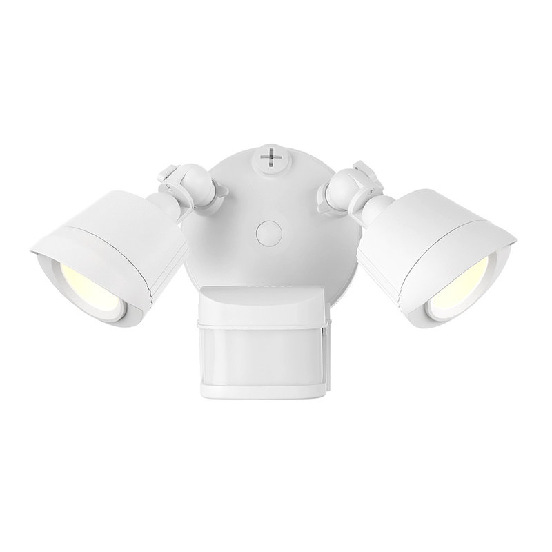 Projecteur extérieur à DEL double blanc avec capteur de mouvement et température de couleur réglable de 3 tcc, Blanc
