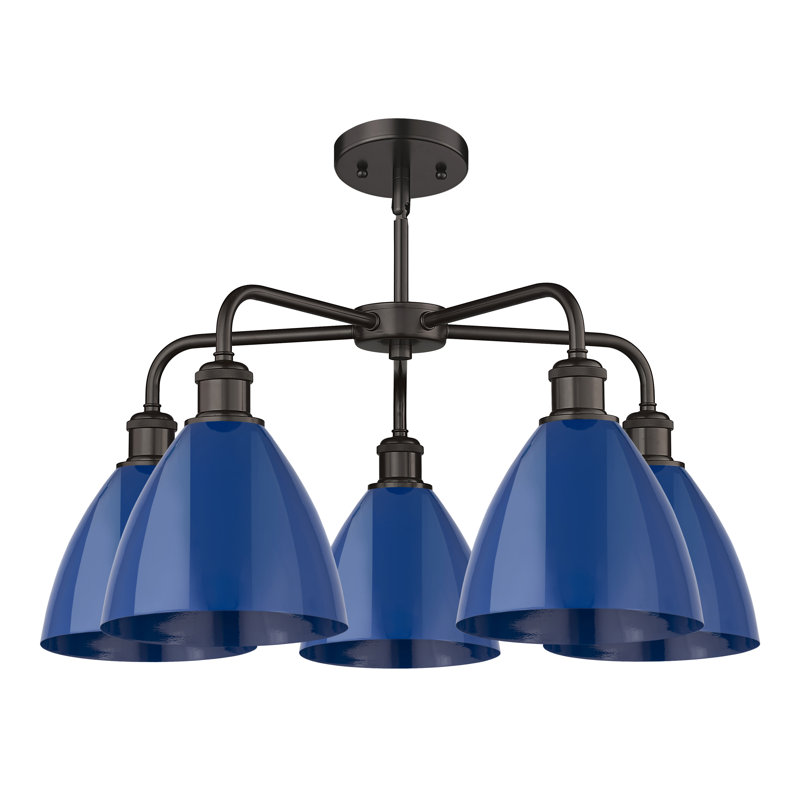 Lustre en dôme à 5 lumières Trickett, Bleu, Bronze huilé