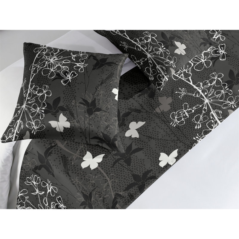 Ensemble de chemin de lit Ambesonne Sakura gris et gris pâle, Très grand lit