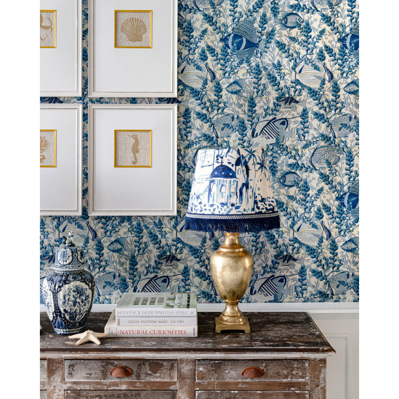 Sundance Villa Wallpaper Roll, Indigo/Taupe