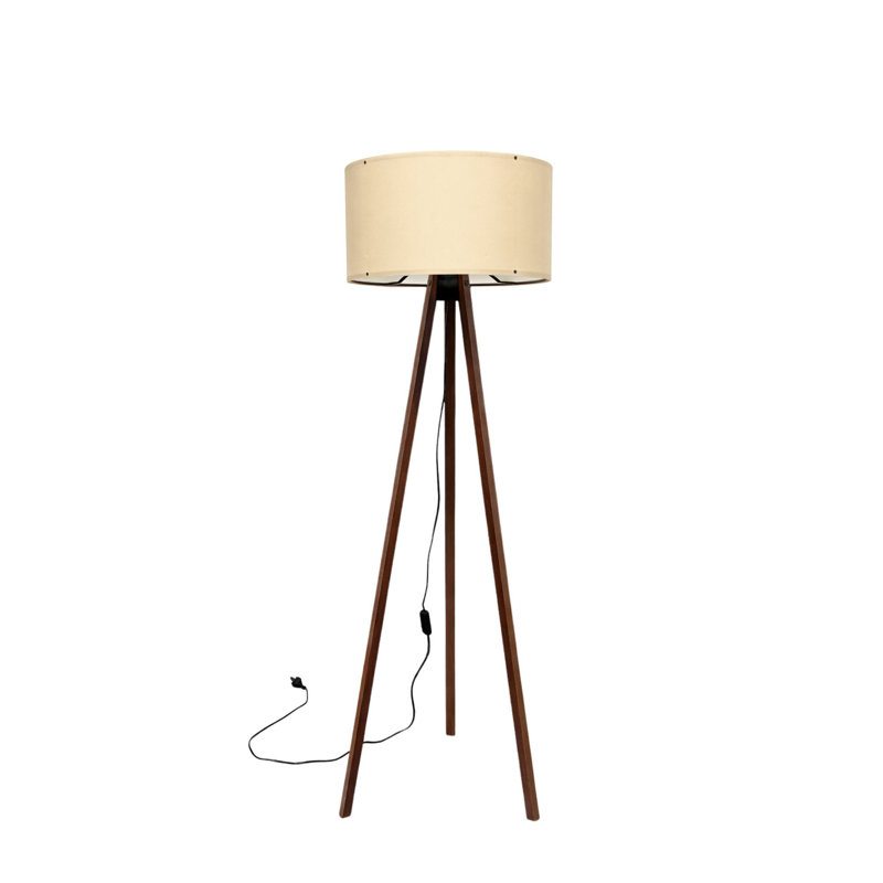 Lampe sur pied scandinave, beige, hauteur 55,1 pouces | Fabrication 100% MDF, capuchon en PVC | Abat-jour de 15,7 pouces de diamètre, hauteur de 7,9 pouces | Douille E27, 40 W maximum | Conception élégante pour la décoration intérieure moderne et l'éclairage ambiant