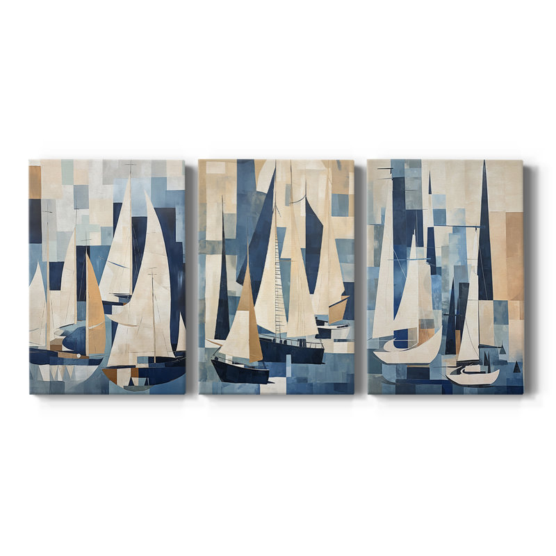NAUTICAL Series CCGL XXXV - Toile tendue avec châssis sur mesure - 3 pièces, H 27 po x l 54 po