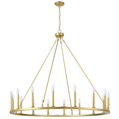 Lustre en roue de chariot à intensité variable de 47 po avec adaptateur de plafond incliné 47 po Adriana