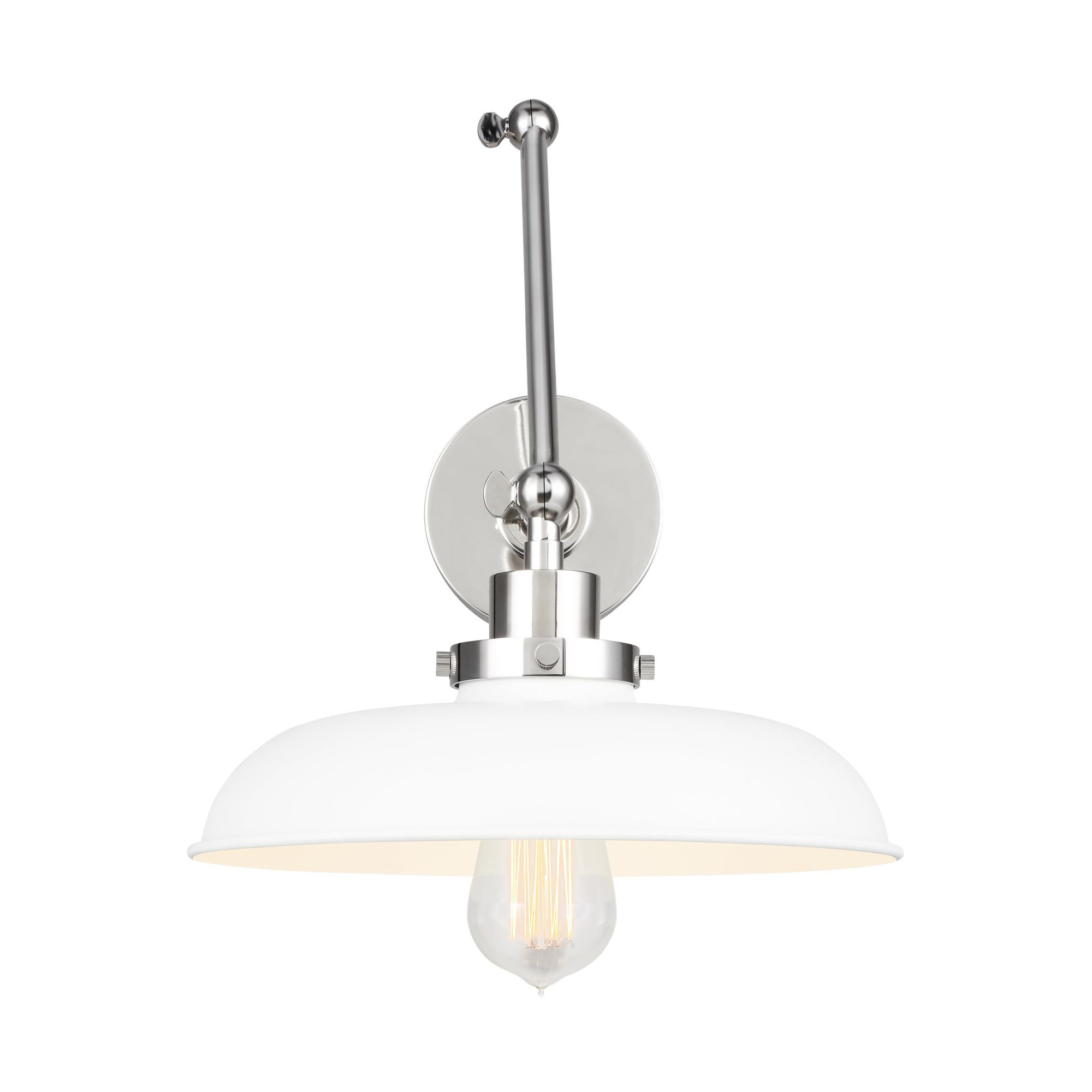 Tammy Double Arm Wide Task Sconce, Polished Nickel, Matte White