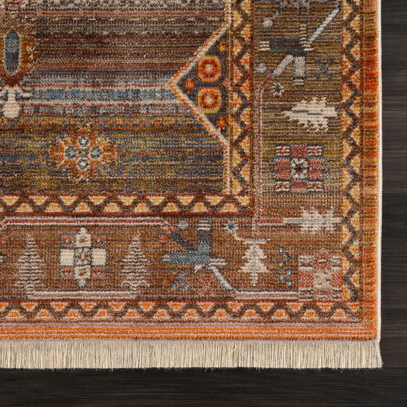 Tapis rétro style bohémien de style sud-ouest Sierra, Rectangle 2 pi x 3 pi