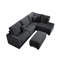 Ensemble de canapé modulaire 3 pièces de style moderne avec port USB, repose-pieds, accoudoir à droite, canapé et accoudoir à gauche, salon noir