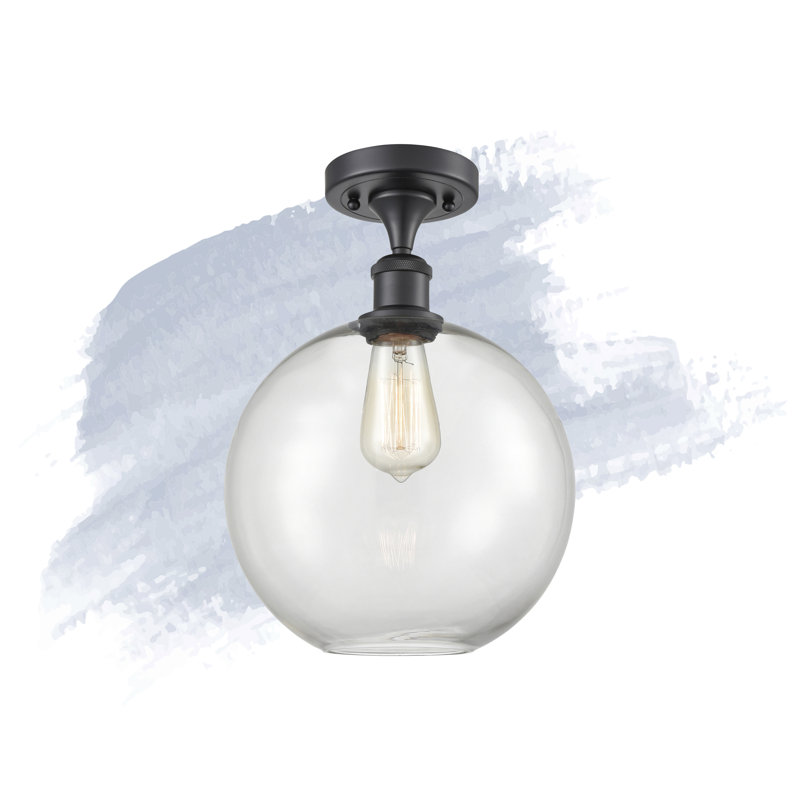 Plafonnier semi-encastré 10 po Baptista, Noir mat, Ampoule DEL 6 watts Vinage, Transparent