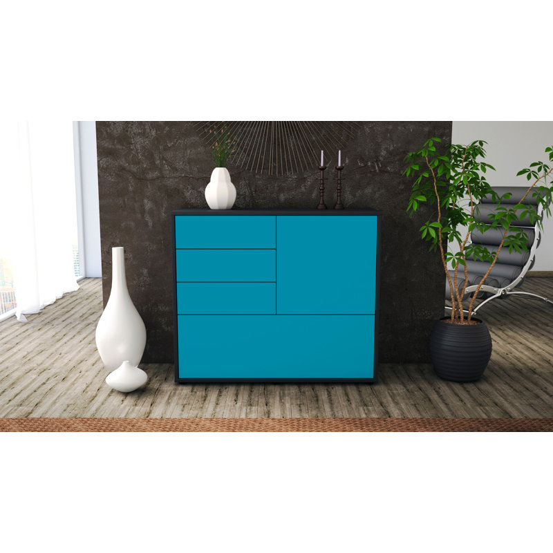 Redondo 92cm Sideboard, Anthracite/Turquoise
