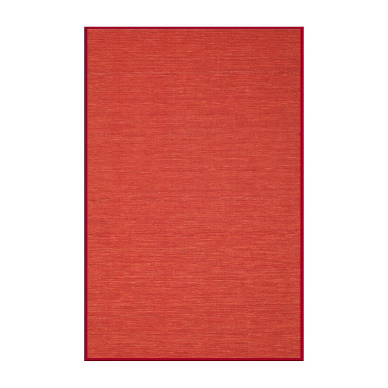 Tapis de zone orange contemporaine, Rectangle 5 pi x 7 pi