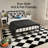 Modern Black/White Checkered Machine-Washable Shag Area Rug-376080388-376080384