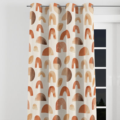 Rideaux occultants abstraits - rideau à œillets Boho Terra orange - 1 panneau