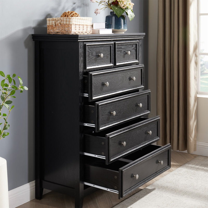 Commode 6 tiroirs Modern, Noir