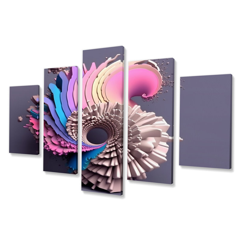 Corday - Fractals Wall Art Living Room - 5 panneaux