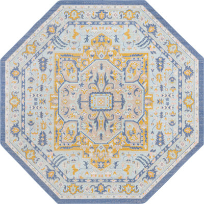 Tapis traditionnel bleu clair Matthei