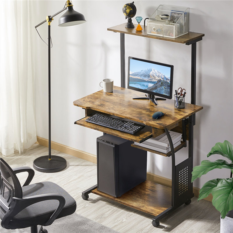 Rosita Multiple Layer Computer Desk, Rustic Brown