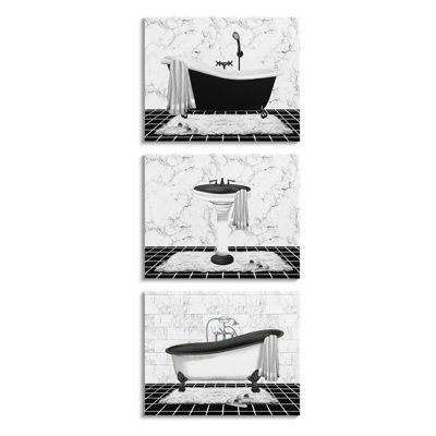 Ensemble de 3 salles de bain modernes en marbre par Conrad Knutsen