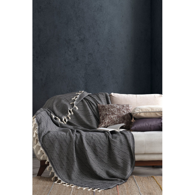 Housse pour canapé à coussins en T, 100% coton noir