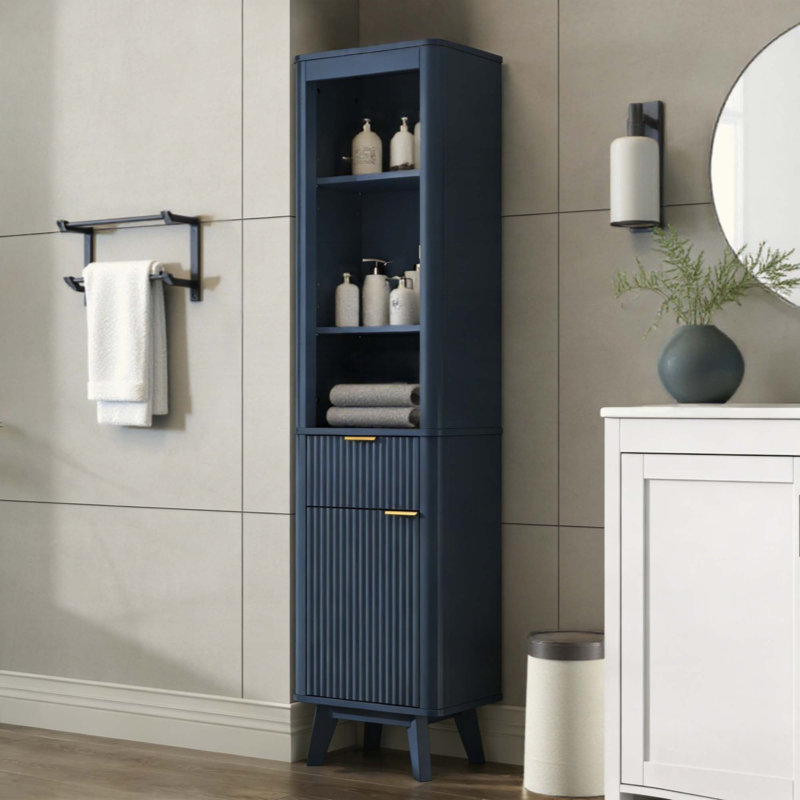 Tall Bathroom Storage Cabinet,for Bathroom,Living Room,Entryway and Kitchen, Blue