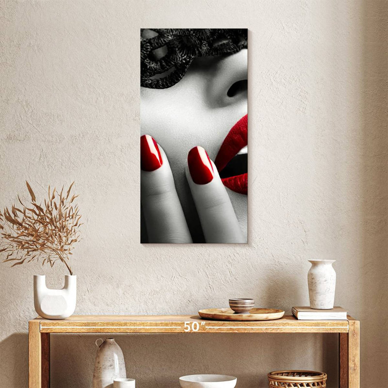 Red Lips Canvas Print, 18" H x 36" W x 1.25" D