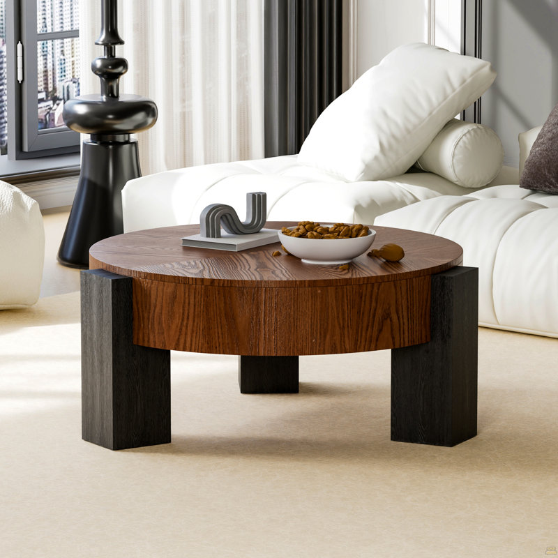 Table basse 33 po avec rangement caché, Noyer