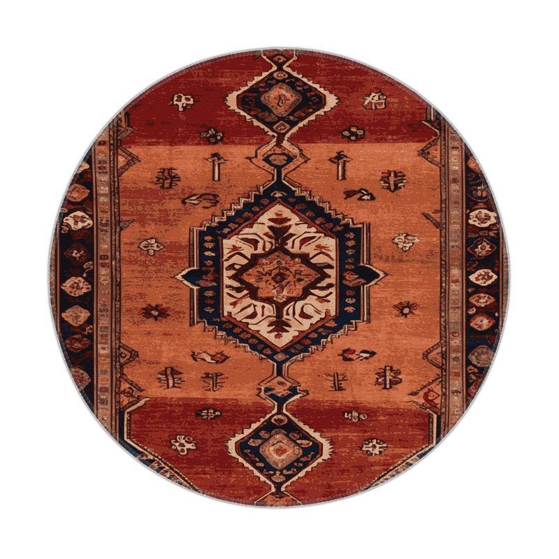 Tapis turc intérieur et extérieur brun, Rond 5 pi