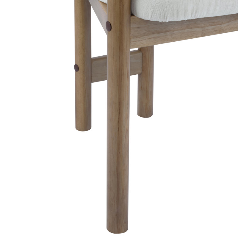 Ensemble de 2 chaises de salle à manger avec accoudoirs rembourrés, sièges d'appoint en bois d'hévéa et tissu blanc, capacité de poids de 300 lb