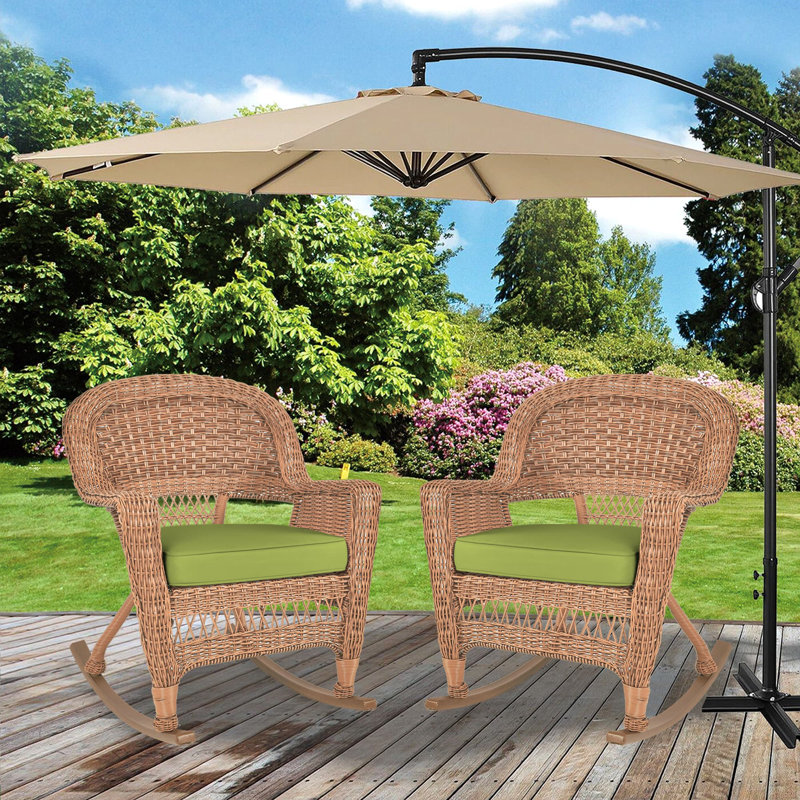 Chaise berçante en osier Raenesha, Miel, Vert