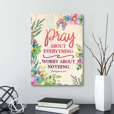 «Pray About Everything Philippians 4: 6», art mural sur toile, versets bibliques pour Église chrétienne domestique 12 po x 16 po