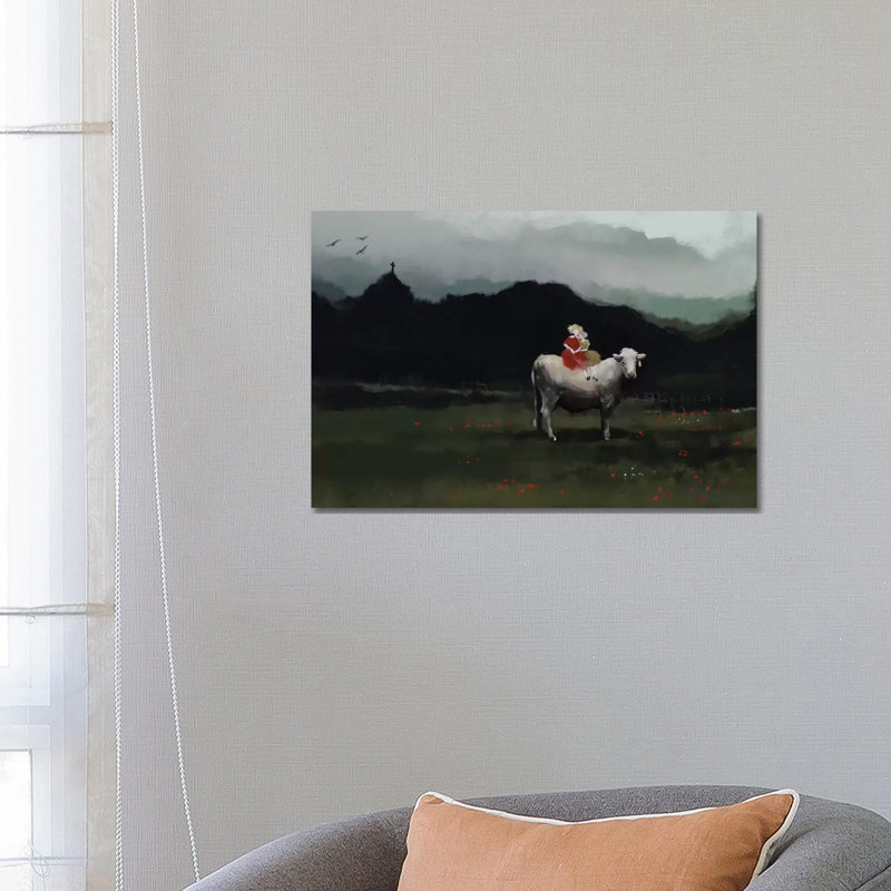 Girls On The Cow 1 Piece Wrapped Canvas Wall Art, 66.04 cm H x 45.72 cm W