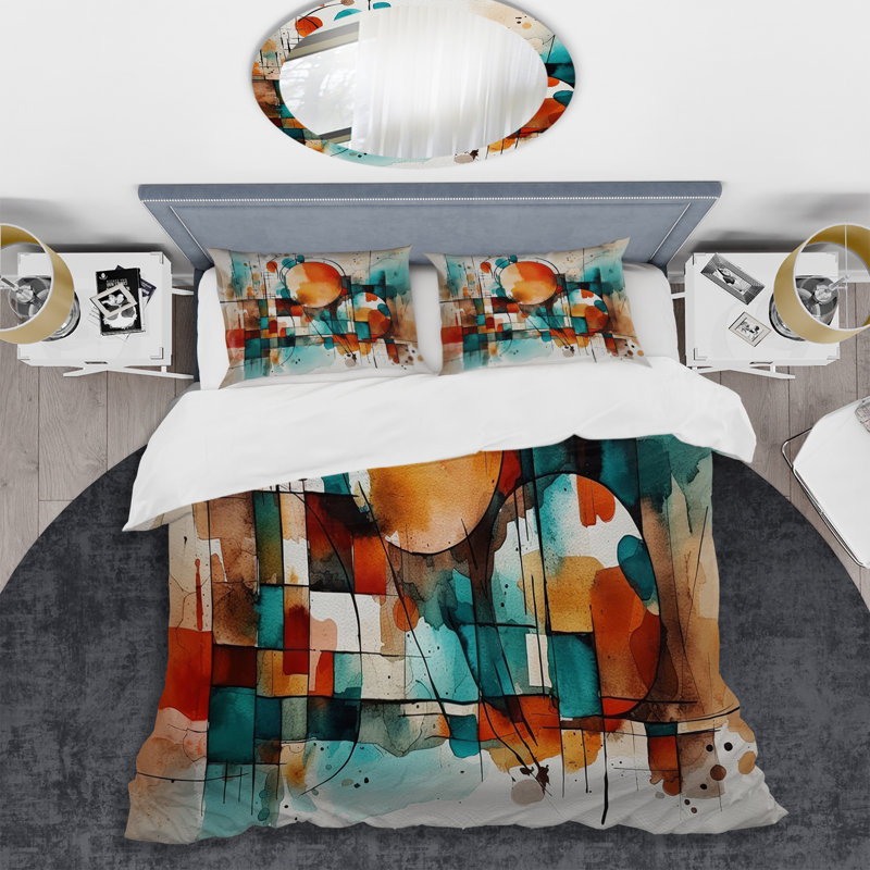 Ensemble de housse de couette orange en microfibre / polyester, Housse de couette pour très grand lit et 2 très