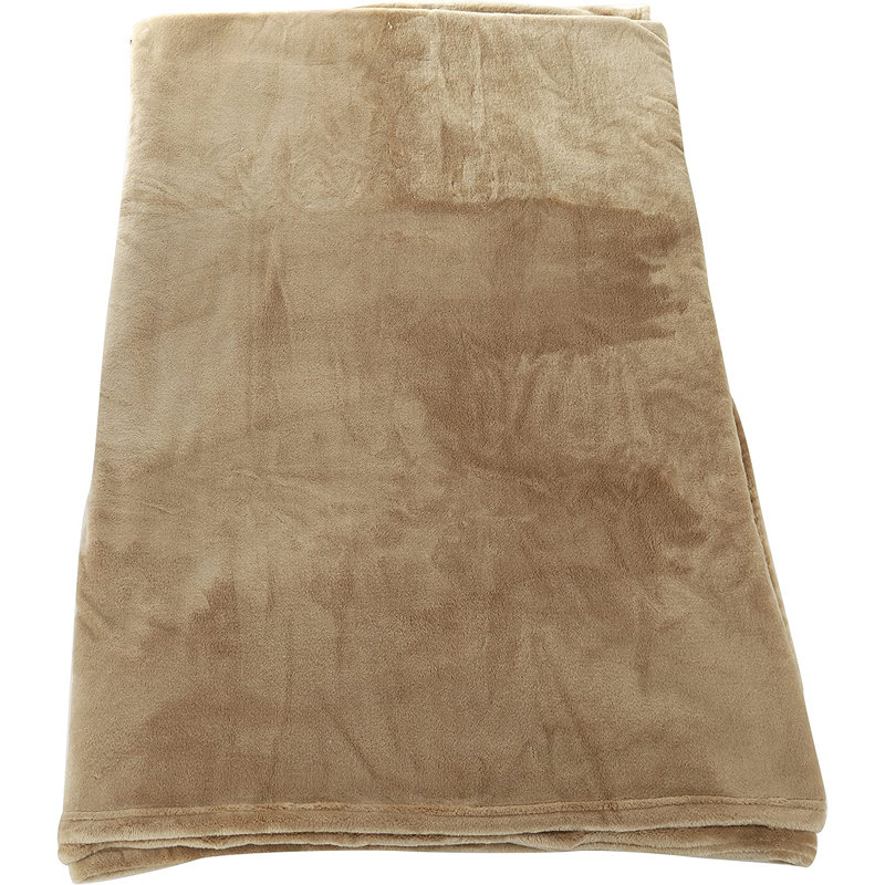  Jeté en polyester de luxe, Brun clair, L 90 po x L 90 po