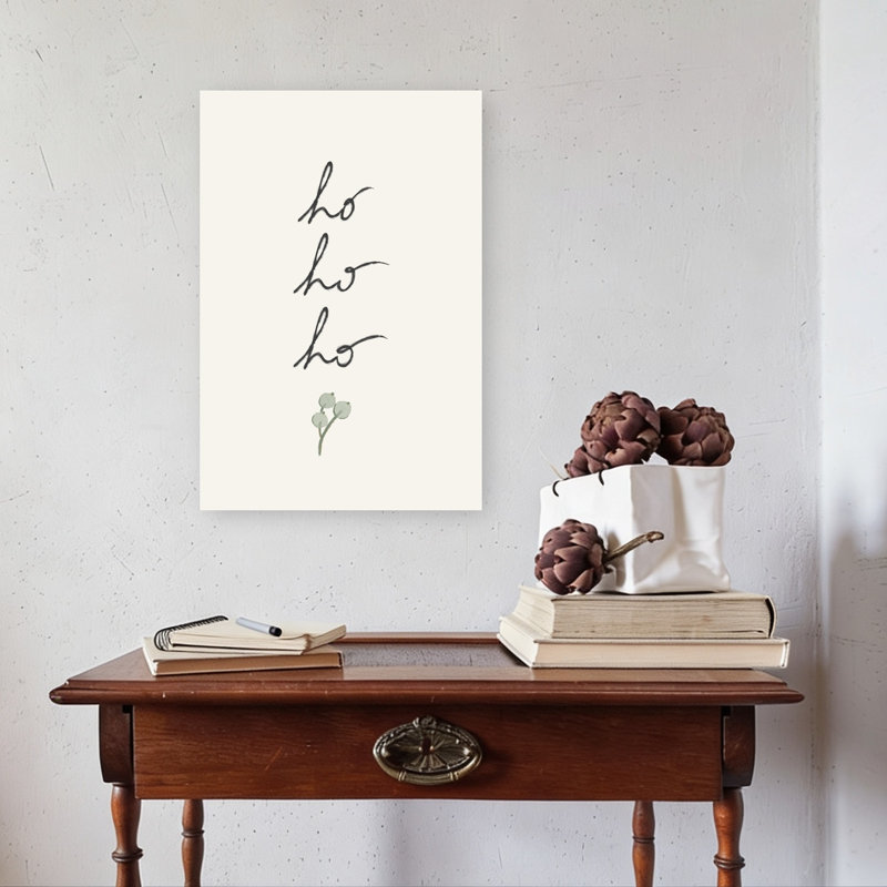 Ho Ho Ho Christmas Elegant Minimalist Modern Winter Wall Art Print 1 Piece Wrapped Canvas Wall Art, 60.96cm H x 40.64cm W